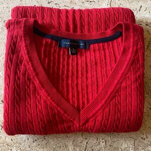Women's Hilfiger XL cotton stretch cable sweater - Red
